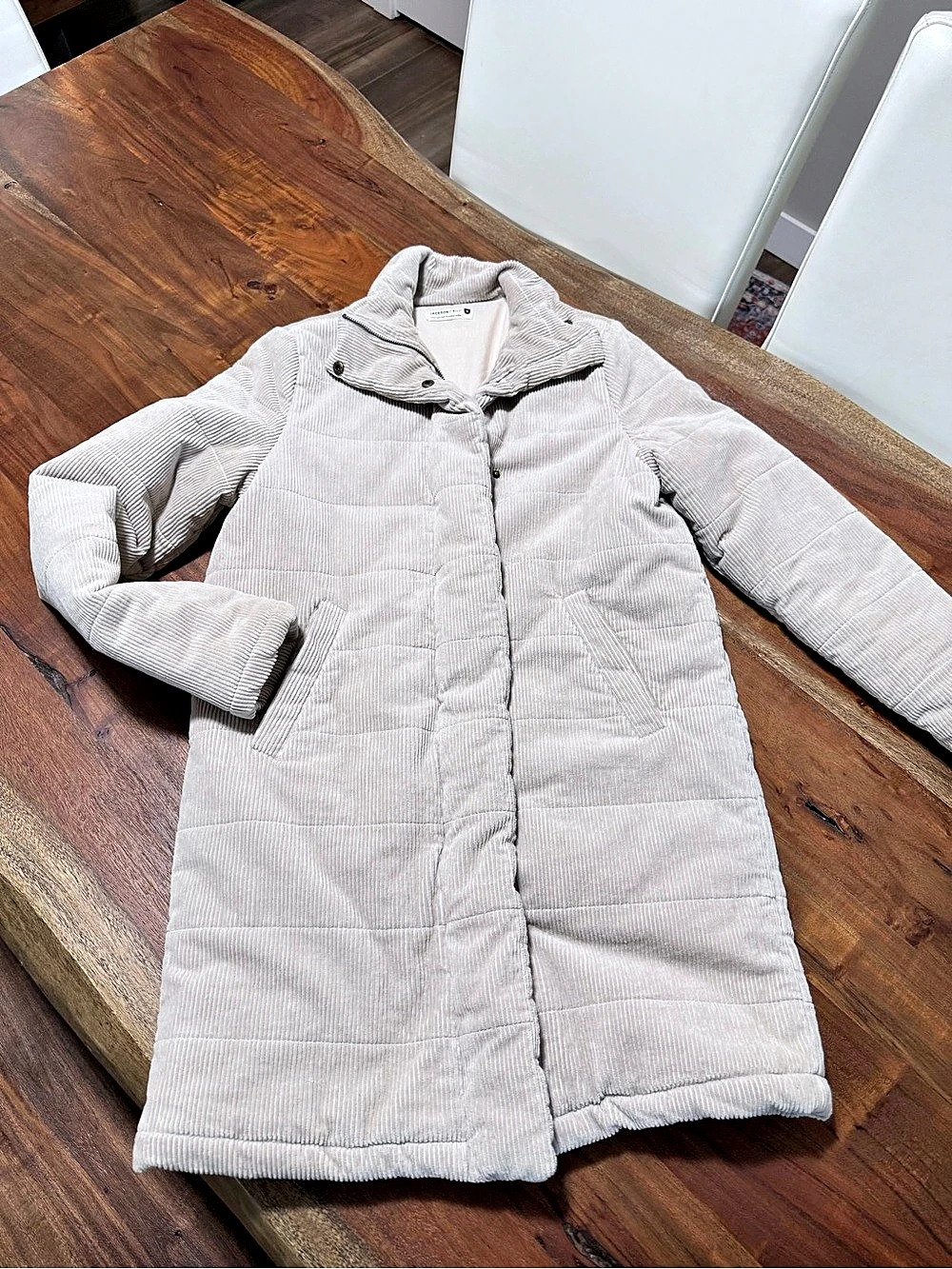 Jackson Rowe Sarin Cord Jacket Corduroy Puffer Coat White